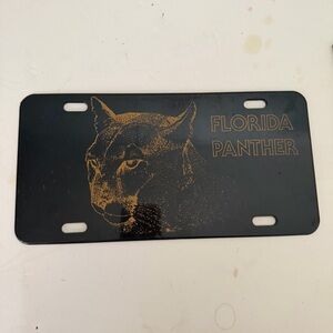 Vintage Florida Panther Novelty License Plate Plastic Black And Gold